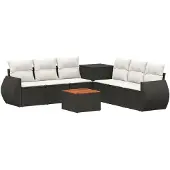 vidaXL Bankstel 8 st Zwart en Crème Wit 55 x 55 x 37 cm