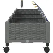 vidaXL Tuin Plantenbak met Irrigatie en Wielen 4 st Lichtgrijs PP