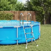 vidaXL Ladder voor bovengronds zwembad 100 cm 3-Step zilver