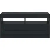 vidaXL LED tv-meubel Zwart Bewerkt hout