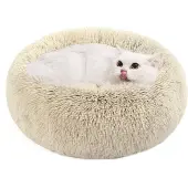 Famanu – Donzig hondenbed en kattenmand van lang pluche, 50 cm diameter