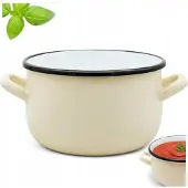 Tragar Emaille Kookpan Staal 18cm Crème 2,9L met Handvatten