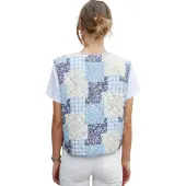 Threadbare Dames Cabos Patchwork Gevoerde Regular Gilet (Blauw)