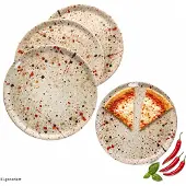MamboCat 4er Set Pizzateller GRANITO Ø31,5cm aus Porzellan – 165307