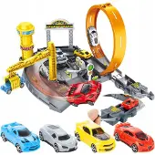 Malplay Grote Autospeelbaan met Loop en 4 Auto's voor Kinderen