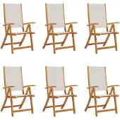 vidaXL Klapstoelen 6 stuks van massief acaciahout en textilene