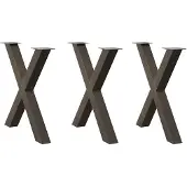 vidaXL Eettafelpoten 3 st X-vormig 80x(72-73) cm staal naturel