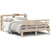vidaXL Bedframe met hoofdbord massief grenenhout 120x200 cm