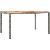 vidaXL Tuintafel met houten blad poly ratten en acaciahout grijs
