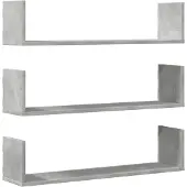 vidaXL Wandschappen 3 st 80x18x18 cm bewerkt hout betongrijs