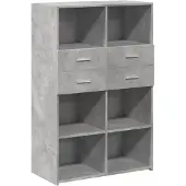 vidaXL Hoge kast 80x42,5x124 cm bewerkt hout betongrijs