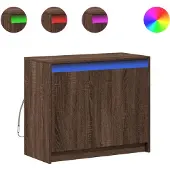vidaXL LED-zijtafel, bruin, eikenlook, 72x34x61 cm, houtvezel