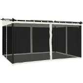 vidaXL Prieel met zijwanden van gaas 4x3 m staal crèmekleurig