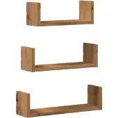 vidaXL Wandschappen 3 st bewerkt hout artisanaal eiken