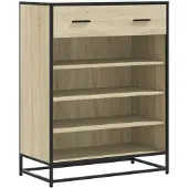 vidaXL Schoenenkast 75x38x97,5 cm bewerkt hout en metaal sonoma eiken
