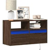 vidaXL Tv-wandmeubel met LED-verlichting 80x31x45 cm bruin eikenkleur