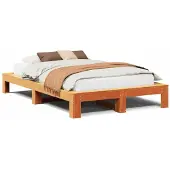 vidaXL Bedframe zonder matras massief grenenhout wasbruin 135x190 cm