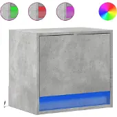 vidaXL Nachtkastjes met LED's 2 st wandgemonteerd betongrijs