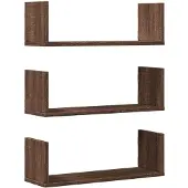 vidaXL Wandschappen 3 st 58x18x18 cm bewerkt hout bruin eikenkleurig