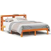 vidaXL Bedframe zonder matras massief grenenhout wasbruin 135x190 cm