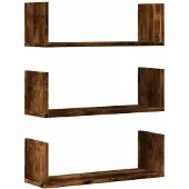 vidaXL Wandschappen 3 st 58x18x18 cm bewerkt hout gerookt eikenkleurig