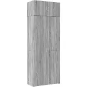 vidaXL Opbergkast 80x42,5x225 cm bewerkt hout grijs sonoma eikenkleur