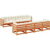 vidaXL 9-delige Loungeset met kussens massief grenenhout wasbruin