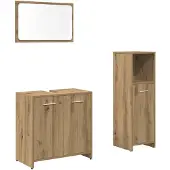vidaXL 3-delige Badkamermeubelset bewerkt hout artisanaal eikenkleur