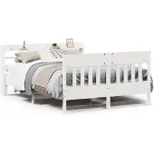 vidaXL Bedframe zonder matras massief grenenhout wit 140x190 cm
