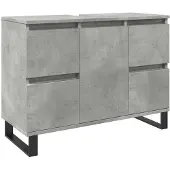 vidaXL Badkamerkast 80x33x60 cm bewerkt hout betongrijs