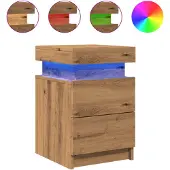vidaXL Nachtkastje met LED 35x39x55 cm bewerkt hout artisanaal eiken