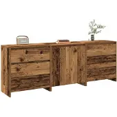 vidaXL 3-delige Dressoirs bewerkt hout oud houtkleurig
