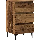 vidaXL Nachtkastje met metalen poten 40x35x69 cm oud houtkleurig