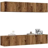 vidaXL Tv-wandkasten 4 st bewerkt hout oud houtkleurig