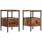 vidaXL Nachtkastjes 2 st 34x36x50 cm bewerkt hout oud houtkleurig