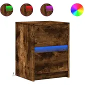 vidaXL Nachtkastjes met LED 2 st bewerkt hout gerookt eikenkleurig