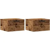vidaXL Nachtkastjes wandgemonteerd 2 st 34x30x20 cm oud houtkleurig