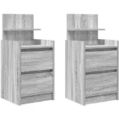 vidaXL Nachtkastjes met 2 lades 2 st 38x34x80 cm grijs sonoma