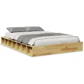 vidaXL Bedframe zonder matras 120x200 cm massief hout eiken