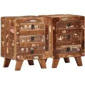 vidaXL Nachtkastje 2 st 37x32x50 cm massief gerecycled hout
