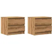 vidaXL Nachtkastjes 2 st 50x40x43.5 cm bewerkt hout artisanaal eiken