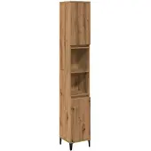 vidaXL Badkamerkast 30x30x190 cm bewerkt hout artisanaal eikenkleurig