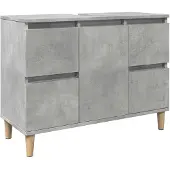 vidaXL Wastafelonderkast, betonkleur, 80x33x60 cm, houtvezel