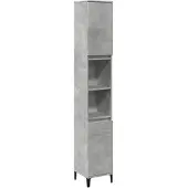 vidaXL Badkamerkast 30x30x190 cm bewerkt hout betongrijs