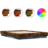 vidaXL Bedframe met LED-verlichting gerookt eikenkleurig 140x200 cm