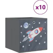 vidaXL Opbergdozen, 10 stuks, grijs, 32x32x32 cm, van vlies