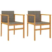 vidaXL Tuinstoelen 2 st poly rattan en massief hout grijs