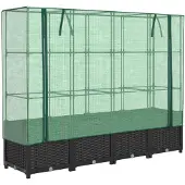 vidaXL Verhoogde tuinbed met kasafdekking, rattanlook, 160x40x138 cm