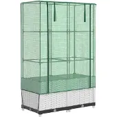 vidaXL Verhoogde tuinbed met kasopbouw, rattanlook, 80x40x138 cm