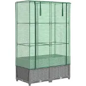 vidaXL Verhoogde tuinbed met kasopbouw, rattanlook, 80x40x138 cm